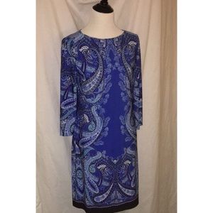 London Times blue pattern dress.  Like new.